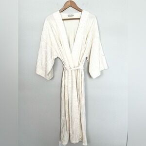 Vintage 90s Victorias Secret Gold Label Ivory Robe Womens Medium Feminine Glam‎